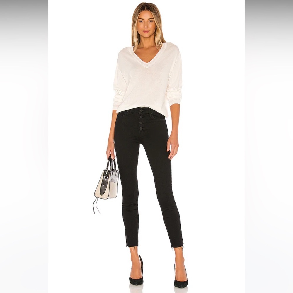 MOTHER | Women's Black The Pixie Dazzler Ankle Fray Jeans in not guilty, size 25 - Picture 15 of 16